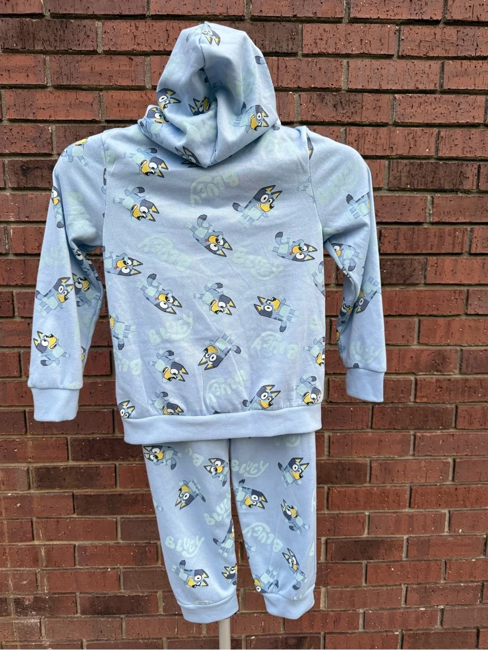 Bluey Kids Zip Up Hoodie Jogger Pants Set Light Blue Tracksuit Size 8 Unisex Dog